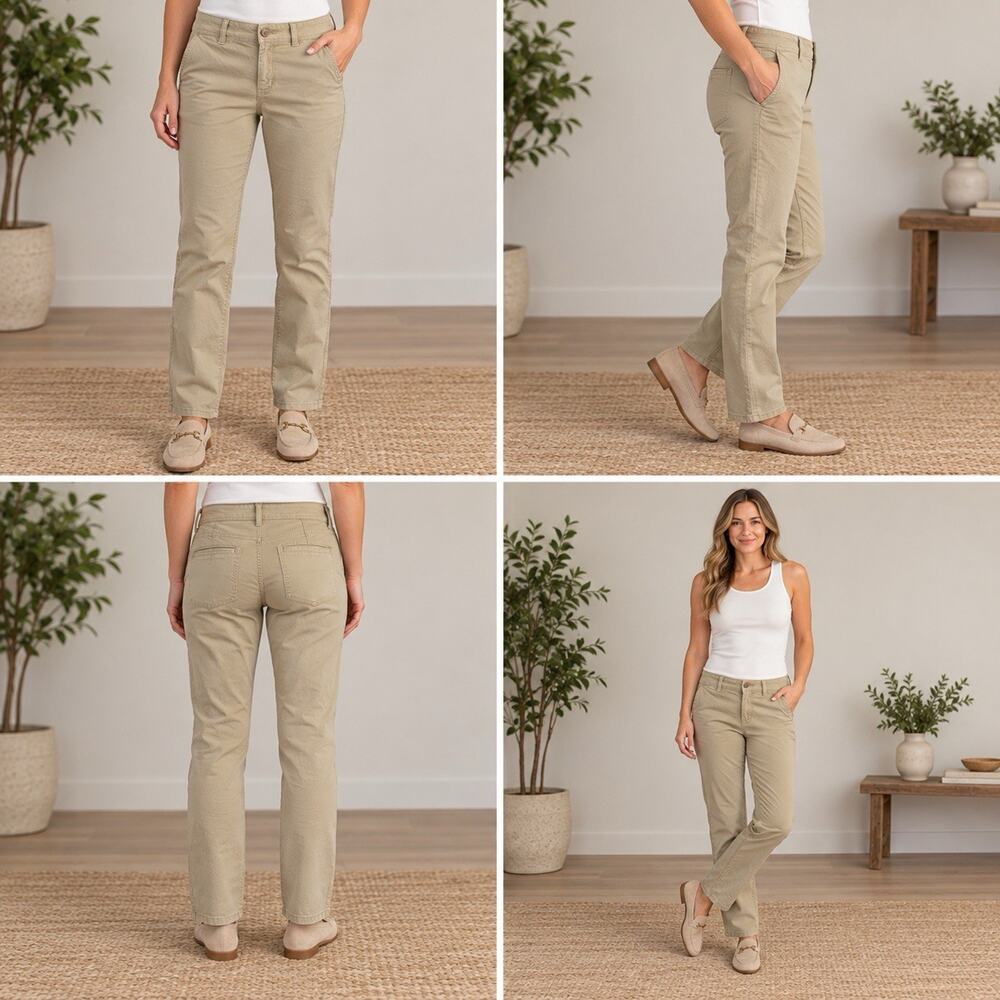 American Eagle Women’s Stretch Chino Pants Size 6 Short Khaki Straight Leg